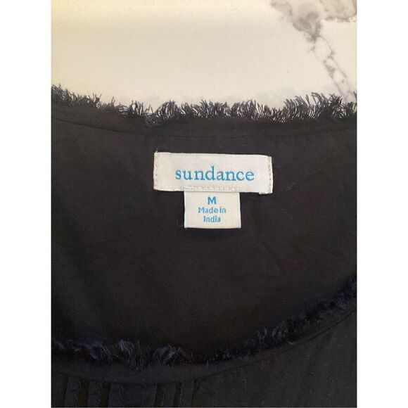 Sundance Womens Frayed Sleeveless Tiered Top Sz M Black Stretch - Picture 5 of 8